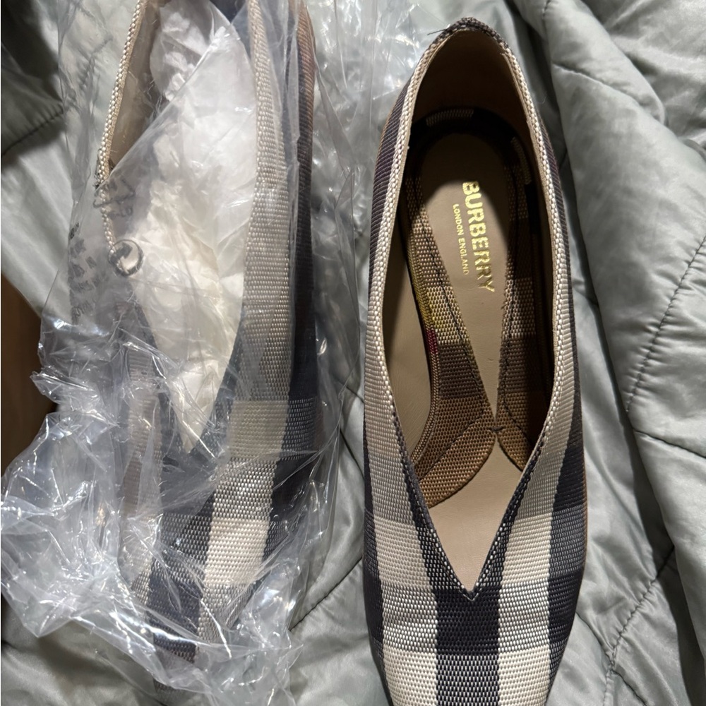 Burberry Checkered Wedges in Brown and Cream - Picture 6 of 16